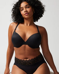 BLACK - Push-Up Plunge Bra with Lace | Soma