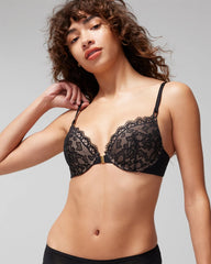 BLACK - Push-Up Front-Close Bra with Lace | Soma