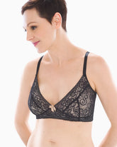 BLACK - Wireless Pocketed Lace Bra | Soma