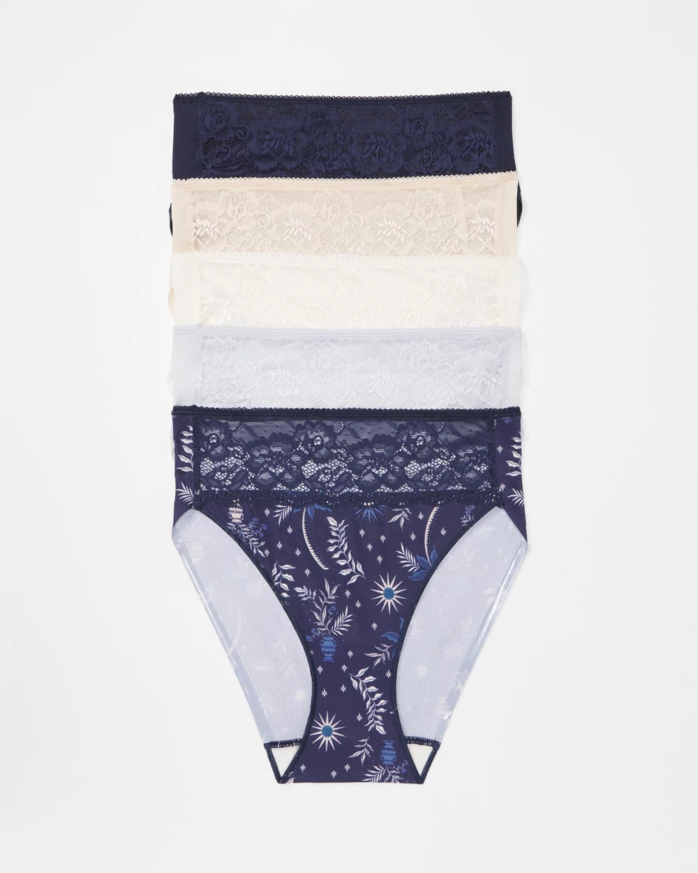 BOTANICAL TILE MULTI PACK - Edge High-Leg Brief Panty with Lace 5 Pack | Soma