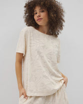 PARCHMENT - Jacquard Terry Short Sleeve Top | Soma