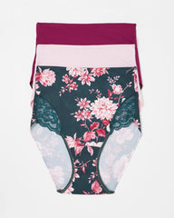 COTTAGE FLORAL MULTI PACK - Tummy High-Waist Brief Panty with Lace 3 Pack | Soma