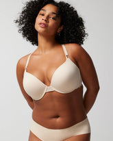 PALE SAND - Push-Up Plunge Bra with Lace | Soma