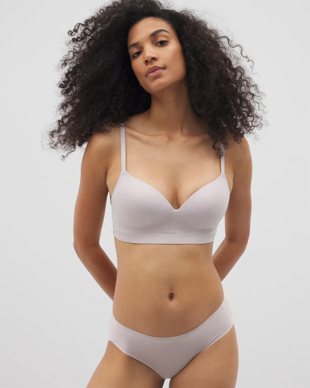 GRAY GLASS - Luxe Wireless Bra with Lace Back | Soma