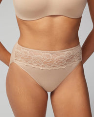 WARM AMBER - Cotton Blend High-Leg Panty with Lace | Soma