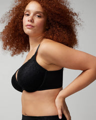 BLACK - Push-up Plunge Bra with Lace | Soma