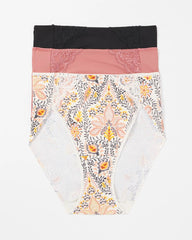 VINE PAISLEY MULTIPACK - High-Leg Brief Panty with Lace 3 Pack | Soma