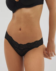 BLACK - Embraceable Thong Panty with Crochet Lace | Soma