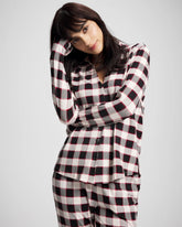 DREAMSCAPE PLAID BLACK - Long-Sleeve Notch Collar Pajama Top | Soma