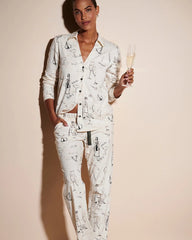 FIZZ THE SEASON FOIL - Long-Sleeve Notch Collar Pajama Top | Soma