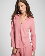 ANTIQUE PINK - Long-Sleeve Notch Collar Pajama Top | Soma