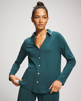 DEEP TEAL - Long-Sleeve Notch Collar Pajama Top | Soma