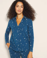 INTO THE NIGHT BLUE - Long-Sleeve Notch Collar Pajama Top | Soma