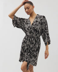 PLUMERIA BLOOMS BLK CH - Short Robe | Soma