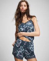 FLORA SHIMMER PETROL - Lace-Trim Pajama Shorts | Soma