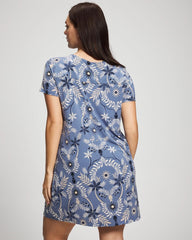 BOTANICAL TILE SUNDOWN - Short Sleeve Scoop Neck Sleepshirt | Soma