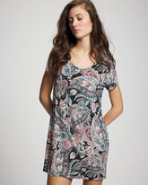 REGAL PAISLEY BLACK - Short Sleeve Scoop Neck Sleepshirt | Soma