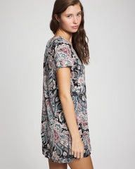 REGAL PAISLEY BLACK - Short Sleeve Scoop Neck Sleepshirt | Soma