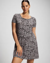 DIVINE LEOPARD TAUPE - Short Sleeve Scoop Neck Sleepshirt | Soma