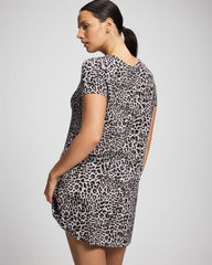 DIVINE LEOPARD TAUPE - Short Sleeve Scoop Neck Sleepshirt | Soma