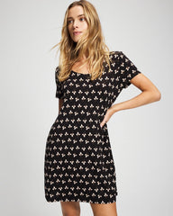 PEACEFUL PETALS BLACK - Short Sleeve Scoop Neck Sleepshirt | Soma