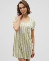 CHILL STRIPE CHAMPAGNE - Short Sleeve Scoop Neck Sleepshirt | Soma