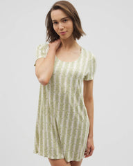 CHILL STRIPE CHAMPAGNE - Short Sleeve Scoop Neck Sleepshirt | Soma