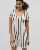 HAMPTON STRIPE BLACK - Short Sleeve Scoop Neck Sleepshirt | Soma