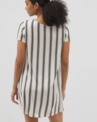 HAMPTON STRIPE BLACK - Short Sleeve Scoop Neck Sleepshirt | Soma