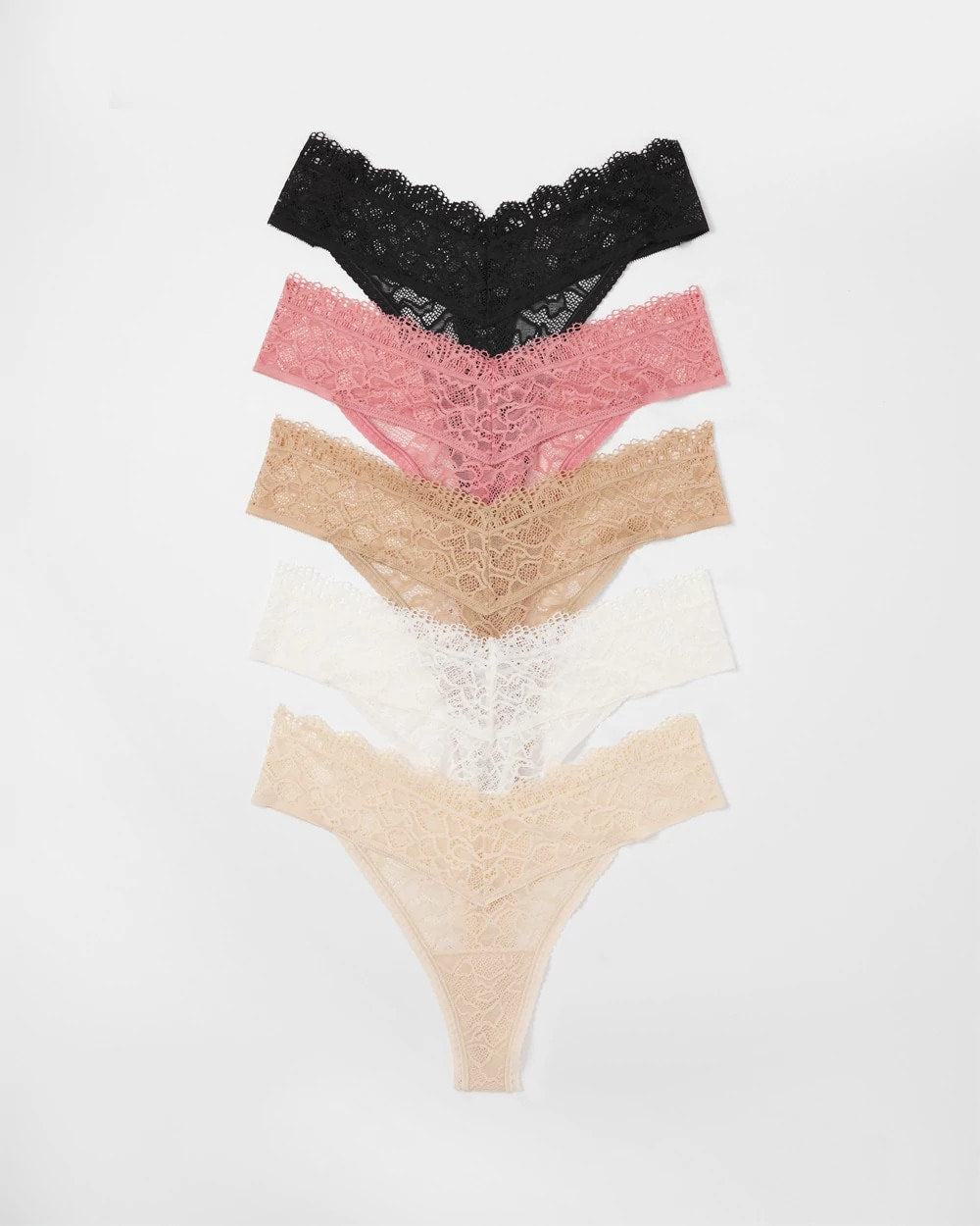 ANTIQUE PINK MULTI PACK - Thong Panty with Enchanting Lace 5 Pack | Soma