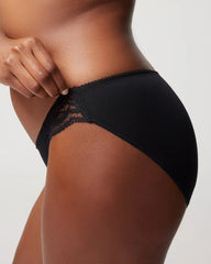 BLACK - Cotton Blend Bikini Panty with Lace | Soma