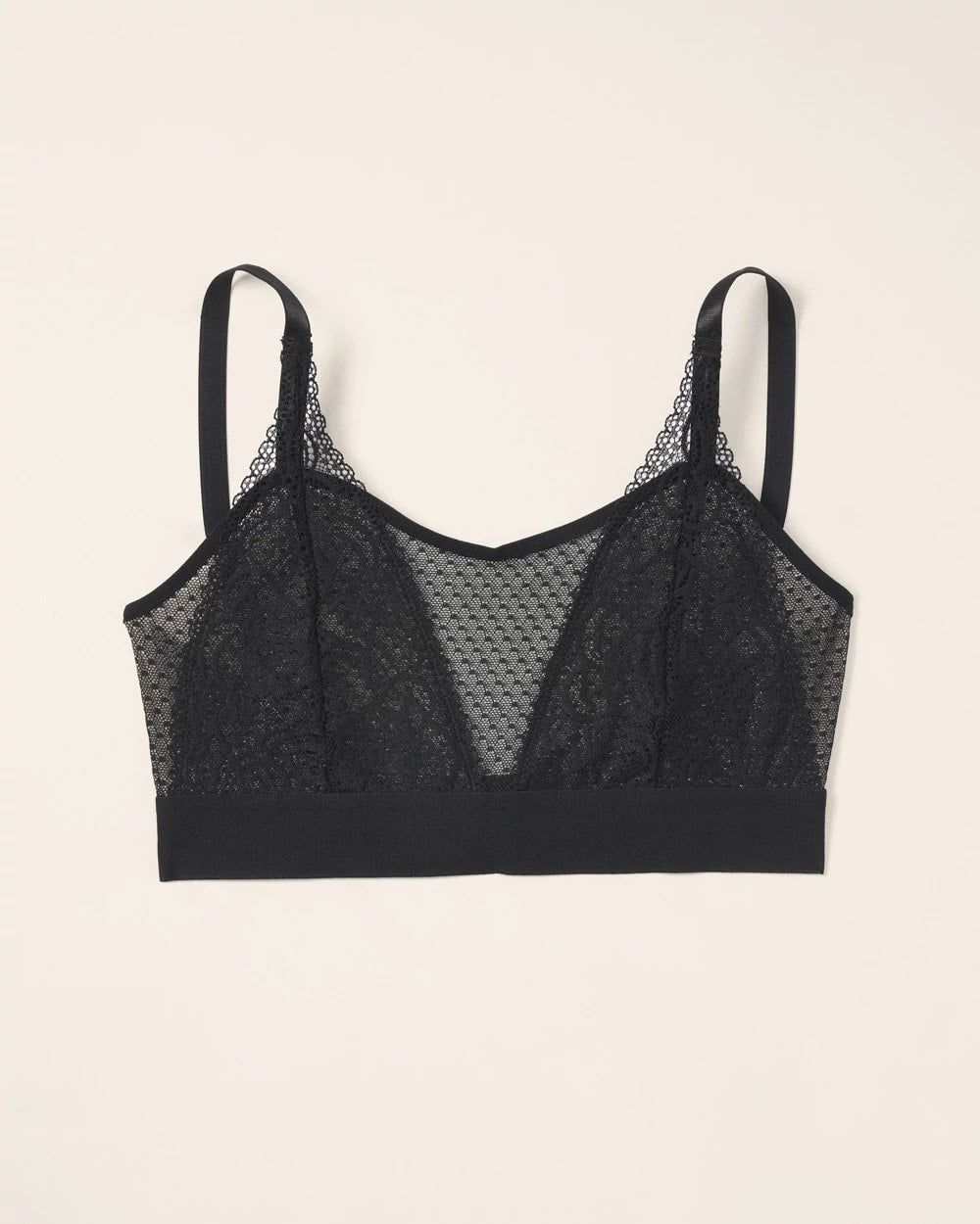 BLACK - Wireless Pocketed Cupless Lace Bralette | Soma