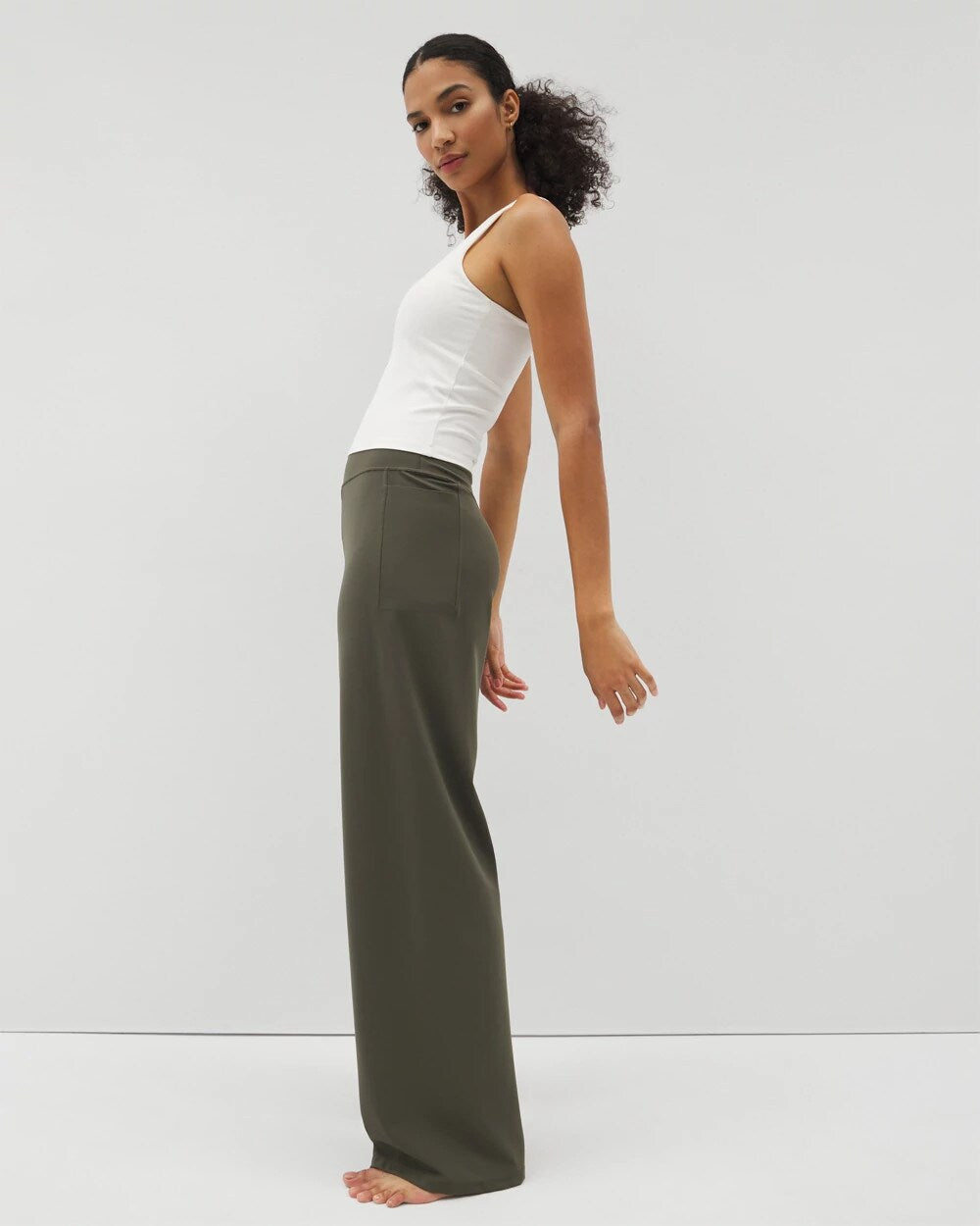 DARK GRAY OLIVE - High-Waist Wide-Leg Pants | Soma