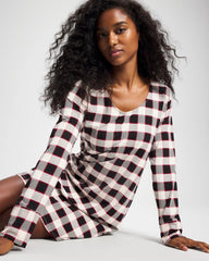 DREAMSCAPE PLAID BLACK - Long-Sleeve Sleepshirt | Soma