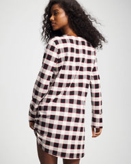 DREAMSCAPE PLAID BLACK - Long-Sleeve Sleepshirt | Soma