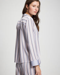 RELAX STRIPE BLUE OPAL - Long-Sleeve Notch Collar | Soma
