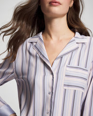 RELAX STRIPE BLUE OPAL - Long-Sleeve Notch Collar | Soma