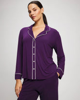 BLACKBERRY - Long Sleeve Notch Collar w/ Piped Placket Pajama Top | Soma