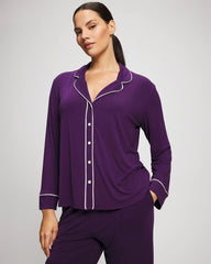 BLACKBERRY - Long Sleeve Notch Collar w/ Piped Placket Pajama Top | Soma