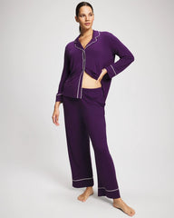 BLACKBERRY - Long Sleeve Notch Collar w/ Piped Placket Pajama Top | Soma