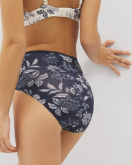 MEANDERING GARDEN M NAVY - Vanishing Edge Microfiber Modern Brief Panty with Lace | Soma