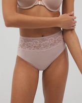 ADOBE ROSE - Vanishing Edge Microfiber Modern Brief Panty with Lace | Soma