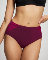 POMEGRANATE WINE - Tummy Modern Brief Panty with Lace | Soma