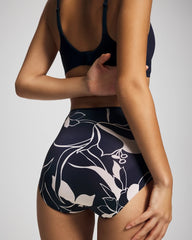 NOUVEAU FLORA MINI NAVY - Tummy High-Waist Brief Panty with Lace | Soma