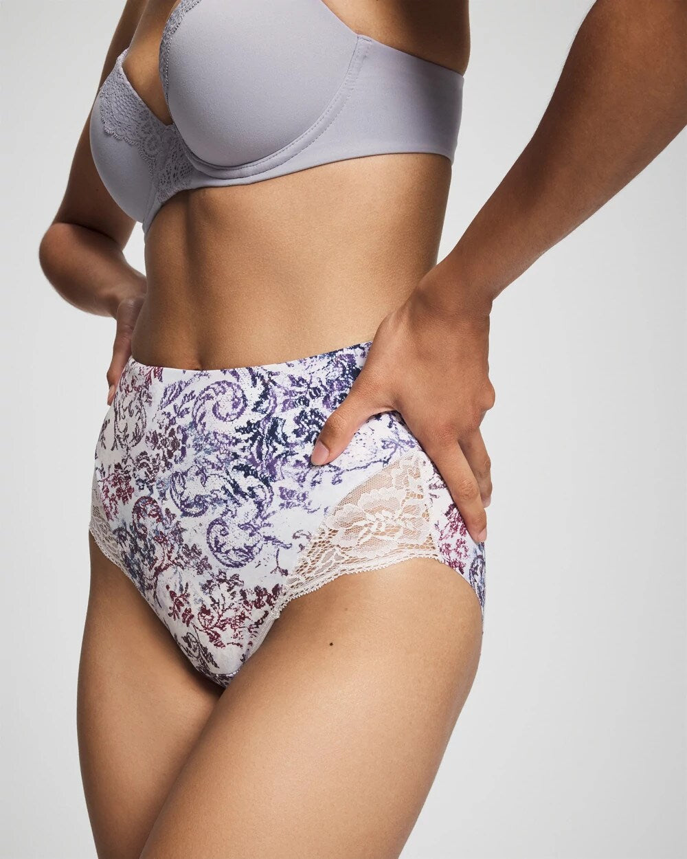 LACE HARMONY M LILAC - Tummy High-Waist Brief Panty with Lace | Soma