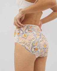 VINE PAISLEY CHAMPAGNE M - Tummy High-Waist Brief Panty with Lace | Soma