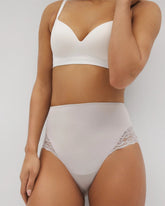 GRAY GLASS - Tummy High-Waist Brief Panty with Lace | Soma