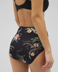 PARADISE PLUMES D M BLACK - Tummy High-Waist Brief Panty with Lace | Soma