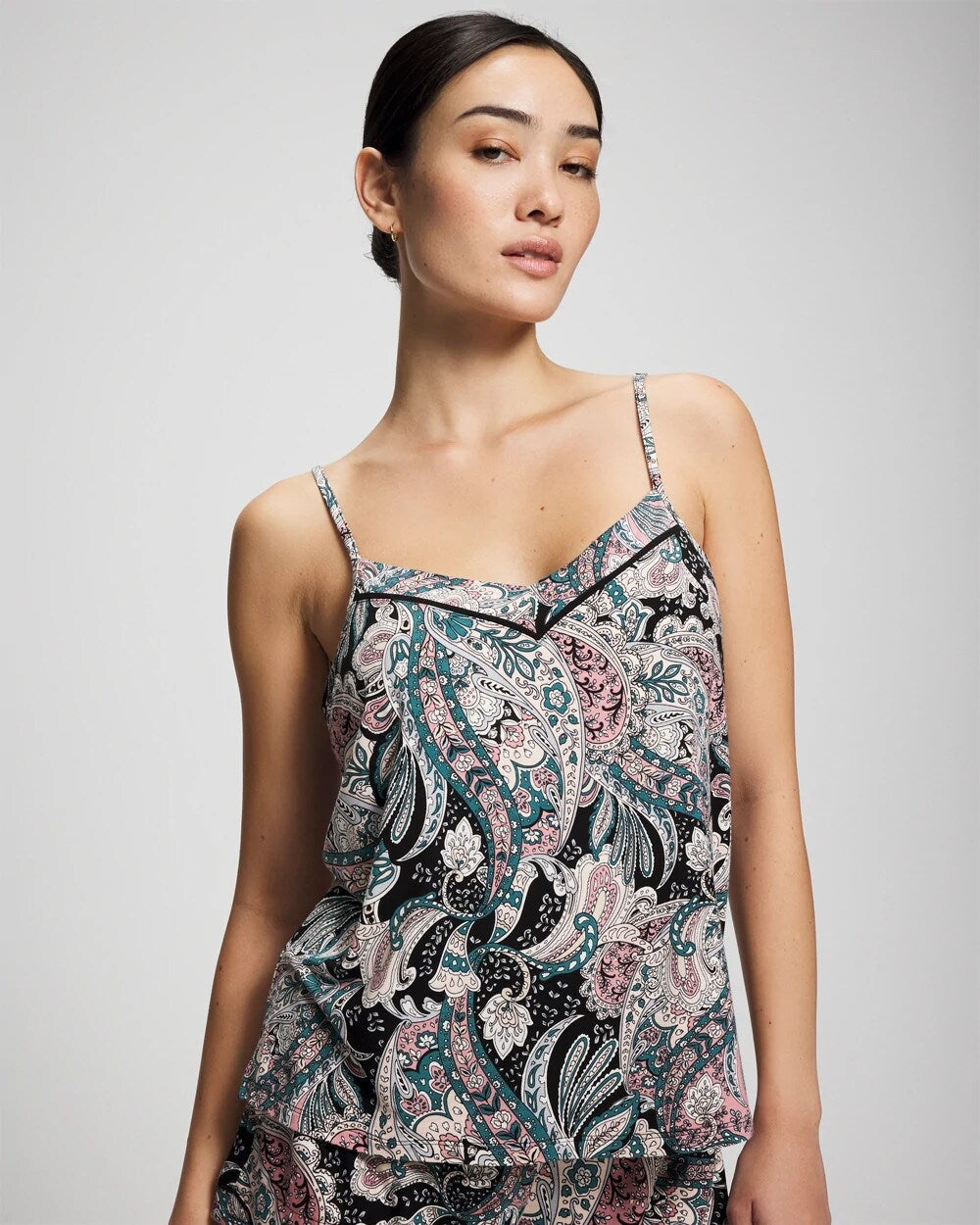 REGAL PAISLEY BLACK - Piped Pajama Cami | Soma