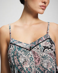 REGAL PAISLEY BLACK - Piped Pajama Cami | Soma